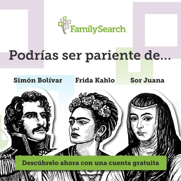 The ad features a graphic with the FamilySearch logo, followed by the question, 'Could you be related to...'. Be