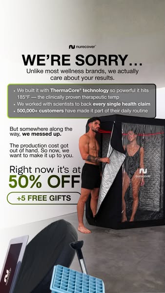 This image ad for Nurecover uses a problem/solution framework. The brand opens by apologizing for a mistake—production c