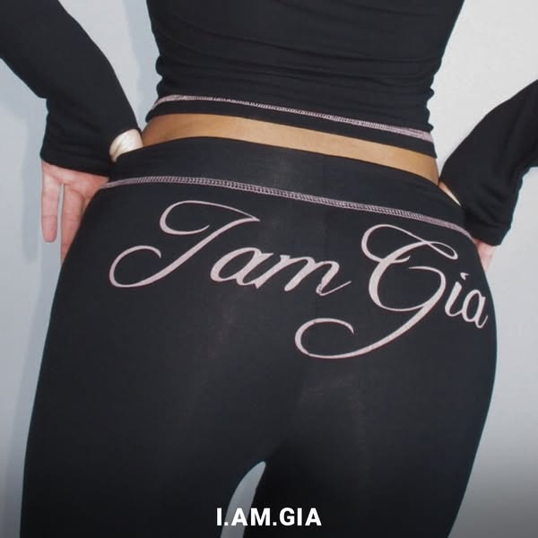 This ad showcases the brand I.AM.GIA. and their pants with the brand's name written across the rear.