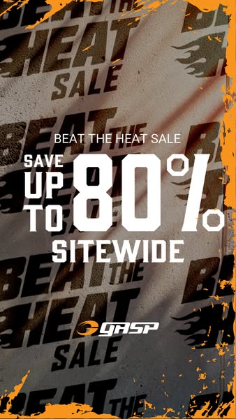 This image ad for GASP promotes a sitewide sale of up to 80% off.