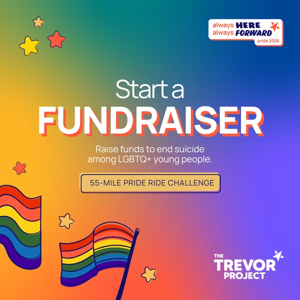 This image ad promotes a fundraiser for The Trevor Project. It features the text "Start a FUNDRAISER," to help
