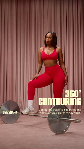 A Gymshark image ad promoting contouring activewear that lifts, separates and shows off the glutes at any angle.