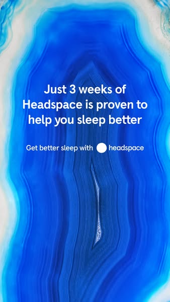 This image ad promotes Headspace, claiming that using the app for just three weeks is proven to help people sleep better