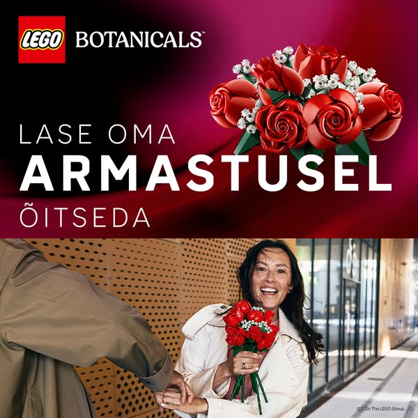 This image ad showcases the LEGO Botanicals set as a gift idea, with the headline "Lase oma armastusel õitseda&quot