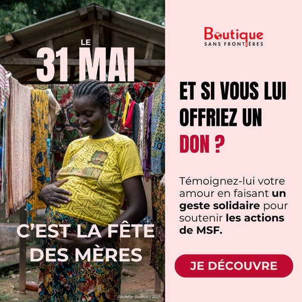 This image ad for Boutique Sans Frontieres wishes mothers a happy Mother's Day and asks the viewer to donate.