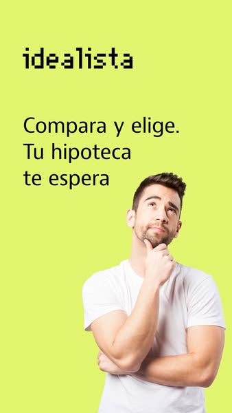 An advertisement for Idealista which encourages the viewer to compare and choose from a selection of mortgages. The ad s