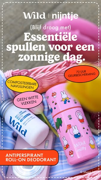 This ad features Wild deodorant in a flatlay arrangement alongside other summery items, highlighting its essential natur