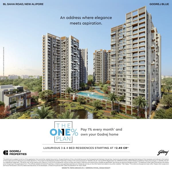 This image ad promotes Godrej Properties, specifically luxurious 3 & 4 bed residences starting at ₹2.49 CR. The ad s