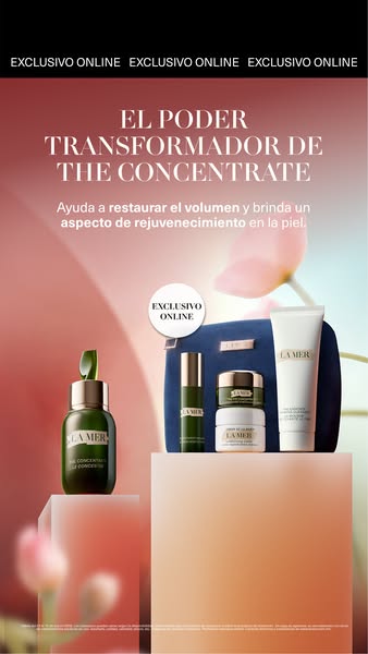 This image ad promotes La Mer's The Concentrate. It is a collection of skincare products aimed at restoring volume a