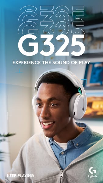 This ad showcases the Logitech G325 headset with an emphasis on delivering an immersive gaming experience. It features a
