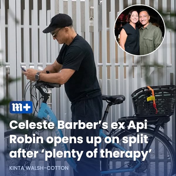 An image ad in editorial style featuring an image of Api Robin, Celeste Barber's ex-husband, accompanied by a headli
