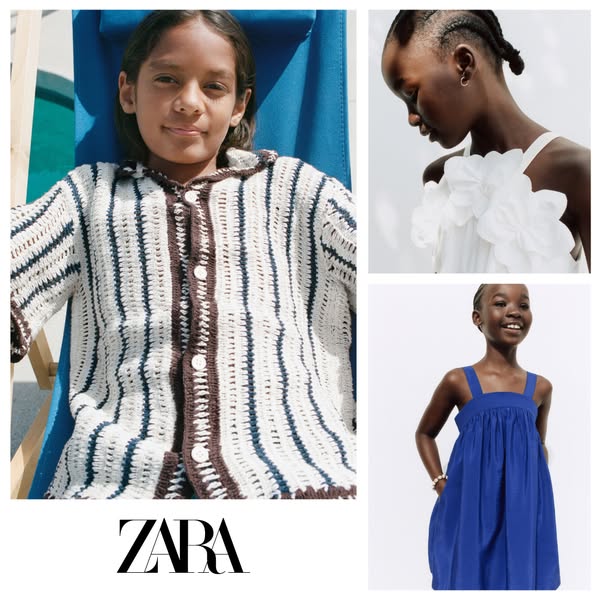 This ad for ZARA showcases a variety of children's clothing items for the spring and summer seasons. It features a y