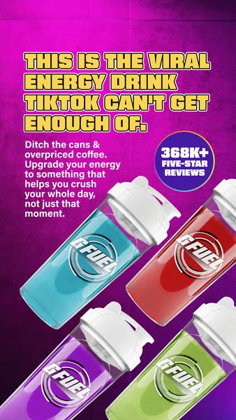 Ad for GFUEL energy drink mix claiming to be the viral energy drink that TikTok can't get enough of.