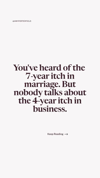 This image ad discusses the 4-year itch in business and is intended to entice the viewer to keep reading and learn more.