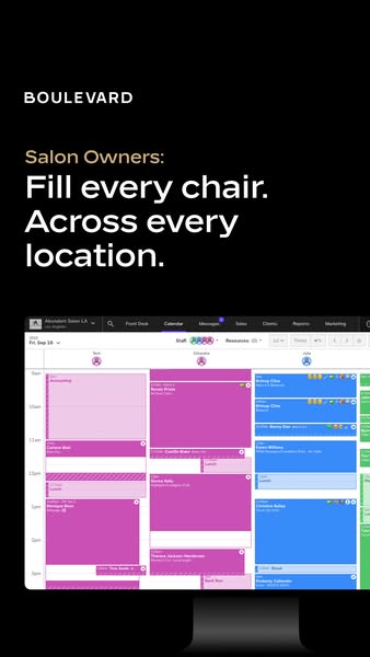 This ad targets salon owners and promotes the Boulevard software, which helps manage and fill salon appointments across 