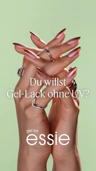 This ad for essie gel nail polish features a pair of hands with painted nails. The ad copy asks the viewer if they want 
