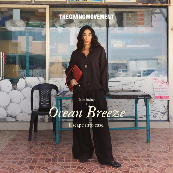 This ad introduces "Ocean Breeze" clothing from The Giving Movement, emphasizing ease and comfort through its 