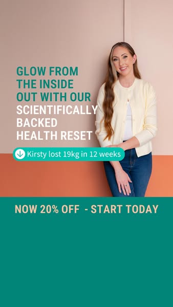 The ad promotes a health reset program that can help users glow from the inside out, highlighted by the testimonial of K