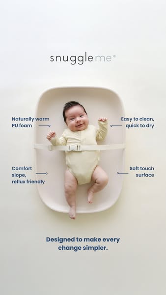 This image ad showcases the Snuggle Me changing pad with the goal of making every change simpler. It highlights several 