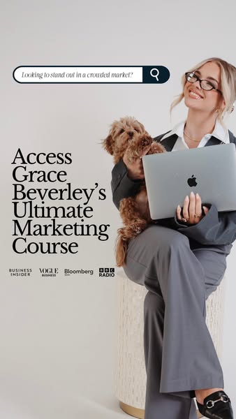 The image ad promotes Grace Beverley's ultimate marketing course, addressing the challenge of standing out in a crow