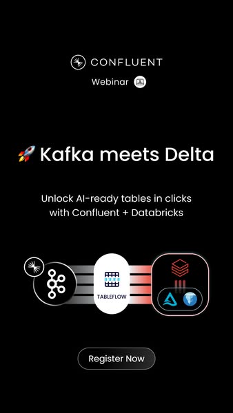 This ad promotes a webinar about using Confluent and Databricks to unlock AI-ready tables.