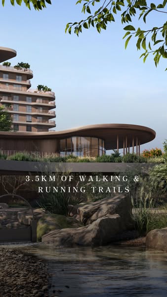 This ad showcases the walking and running trails that are part of the apartment complex.