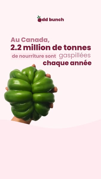 This ad for Odd Bunch, a food delivery company, highlights the food waste problem in Canada with the visual of an oddly