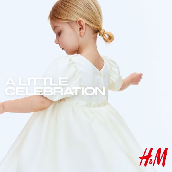 This ad showcases a young girl in a white dress, likely intended for a special occasion or celebration. The ad is simple