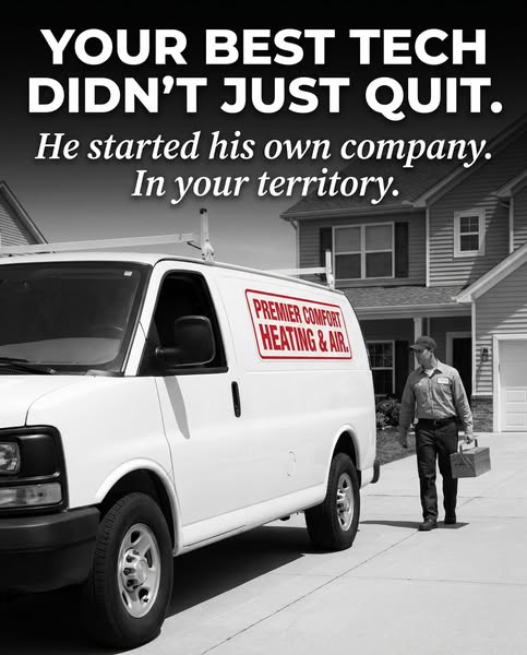 This ad leverages the concept of a trusted technician leaving their current employer to start their own company in the s