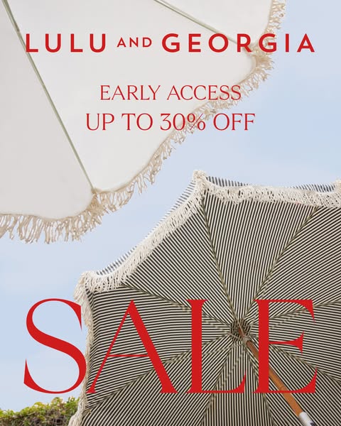 This image ad is designed to promote Lulu and Georgia's summer sale. The ad showcases visually appealing beach umbre