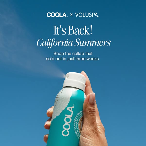 This ad showcases a COOLA x VOLUSPA collaboration product. It emphasizes the product's popularity by highlighting th