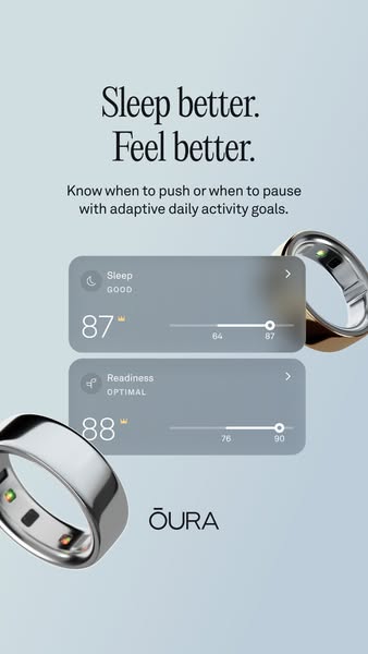 The ad is for the Ōura ring, and it emphasizes the product's ability to help you sleep better and feel better by kno