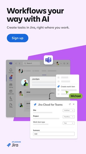 This ad promotes Jira's AI integration for streamlined workflow and task creation directly within Microsoft Teams.