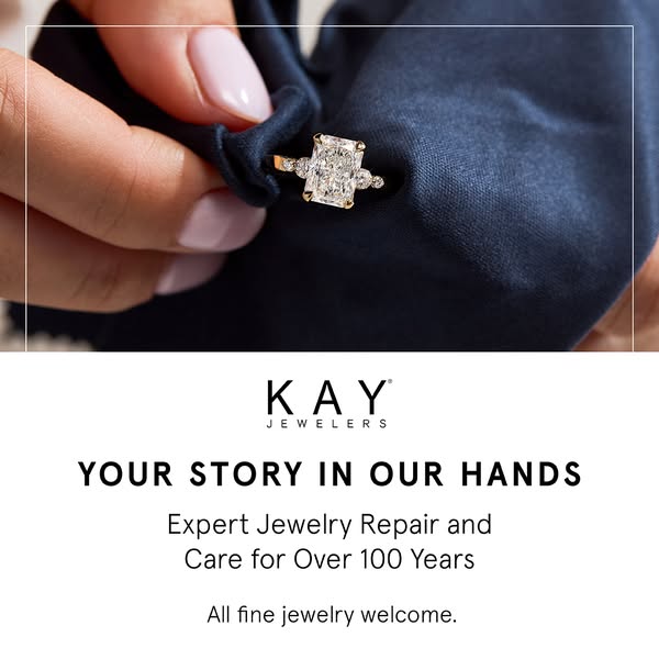 This image ad for Kay Jewelers promotes their jewelry repair services, emphasizing their expertise and long history of c