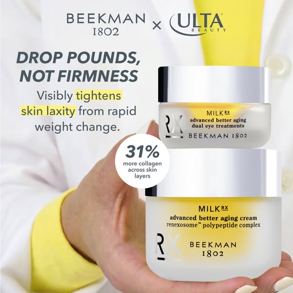 This image ad promotes Beekman 1802 skincare products in collaboration with Ulta Beauty. It highlights the ability of th
