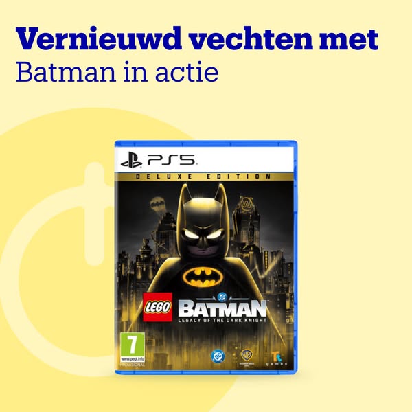 This ad promotes LEGO Batman: Legacy of the Dark Knight, a video game for the PS5 Deluxe Edition. The ad features the ga