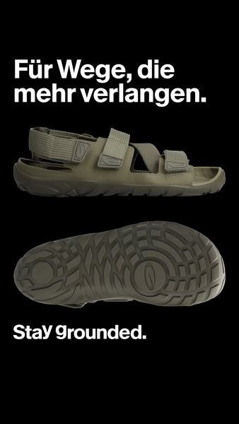 This ad features a pair of khaki-colored sandals. The ad shows two views of the sandals, one from the side and one of th