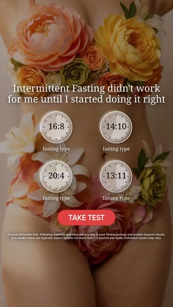 This ad promotes a fasting app that will help users do intermittent fasting the right way. The ad is using a floral desi