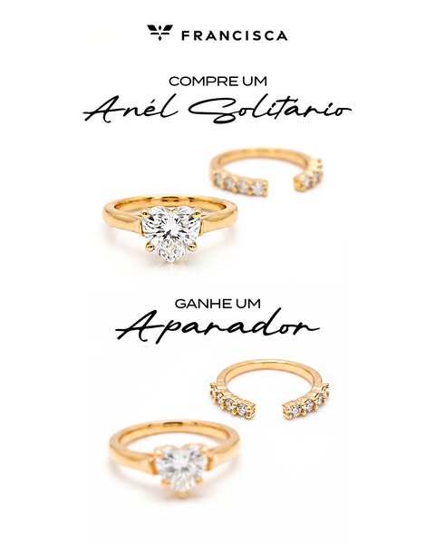 This ad features two rings, a solitary ring and an enhancer ring, from Francisca.