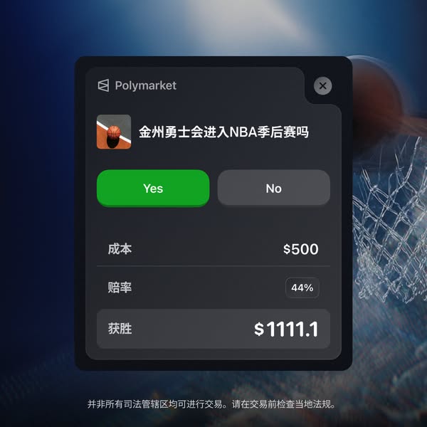 This ad simulates a user interface from Polymarket, a prediction market platform, showing a question about whether the G
