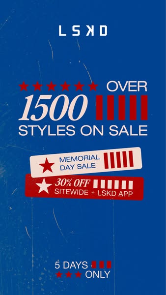 This ad for LSKD promotes a Memorial Day Sale featuring over 1500 styles on sale with 30% off sitewide and on the LSKD a