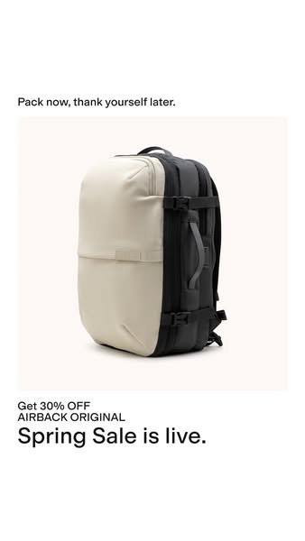 This image ad is promoting a limited-time Spring Sale for Airback Original backpacks, offering a 30% discount.