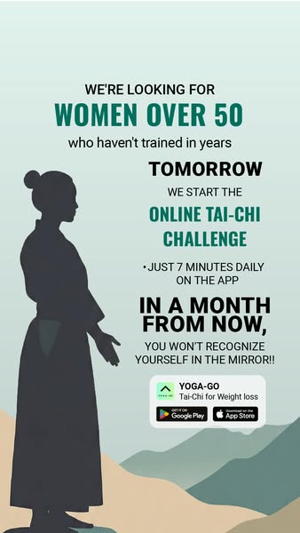 This ad promotes the Yoga-Go app, highlighting its Tai-Chi for weight loss program. It targets women over 50 who haven&#
