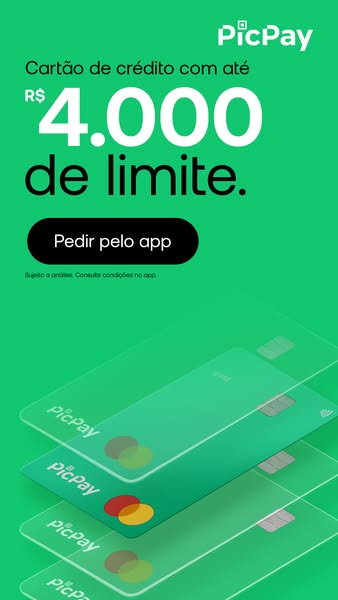 This ad for PicPay promotes a credit card with a limit of up to R$4,000. The ad prompts users to apply for the card thro