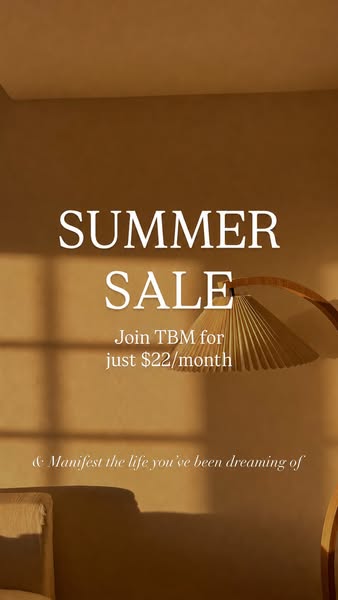 An image ad with the text overlay of 'SUMMER SALE. Join TBM for just $22/month & Manifest the life you've be