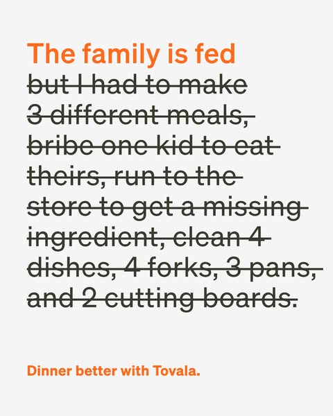 This ad copy uses the problem/solution format to present a common frustration of making different meals for the family a