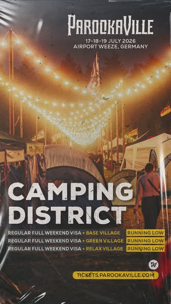 This ad promotes the Parookaville music festival, highlighting its camping district and various visa options.