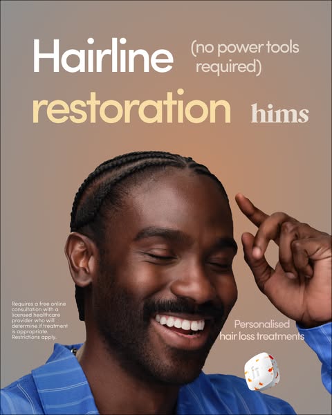 This ad for hims targets men who are experiencing hair loss. It presents hair loss as a problem and suggests that hims&#