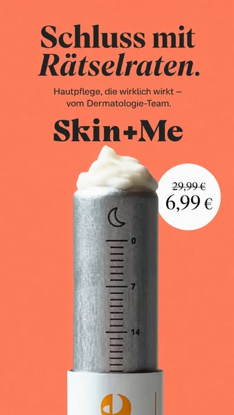 The ad promotes Skin+Me with the headline, 'Stop guessing'. The ad aims to highlight that Skin+Me provides effec