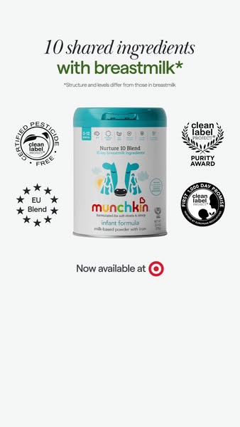 This image ad for Munchkin infant formula highlights the shared ingredients between the formula and breastmilk, emphasiz